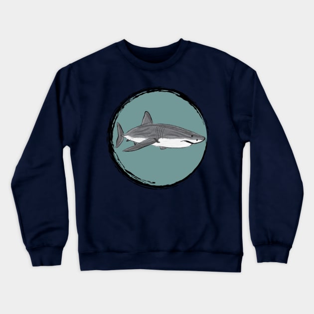 Artwork of a Great White Shark II Crewneck Sweatshirt by JDHegemann